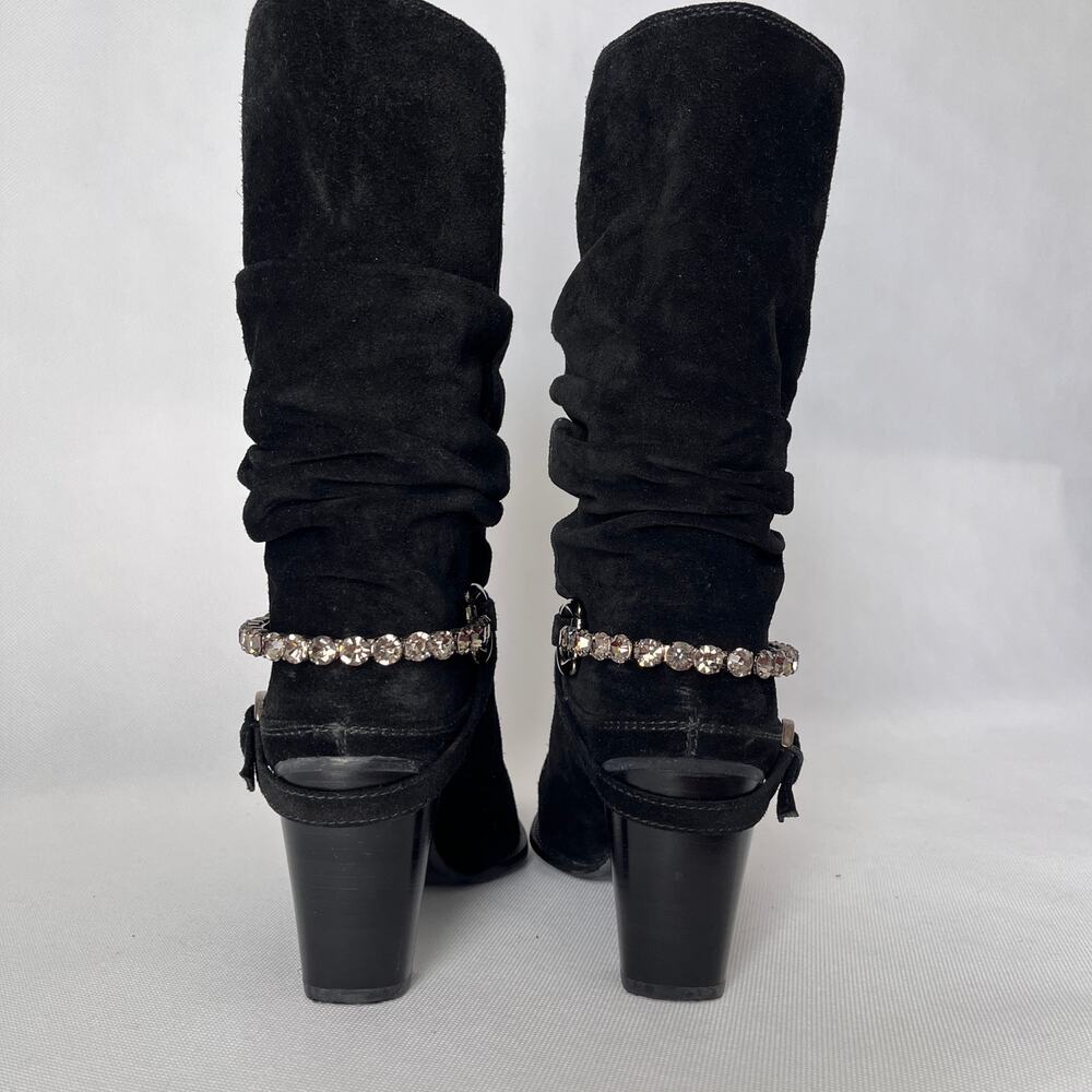 Stuart Weitzman Slouch Crystal Wrap Buckle Boots … - image 3